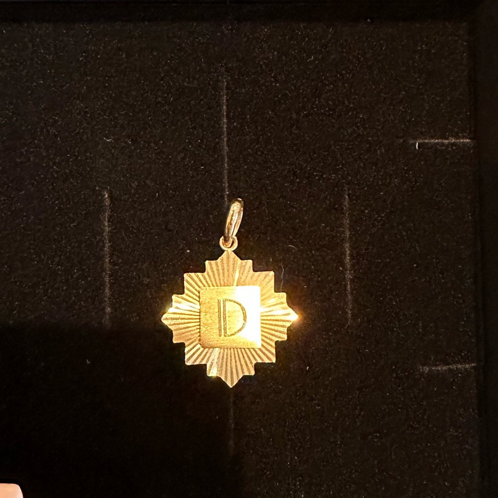 Alice Pierre 14k Gold letter D pendant